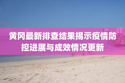 黃岡最新排查結(jié)果揭示疫情防控進(jìn)展與成效情況更新