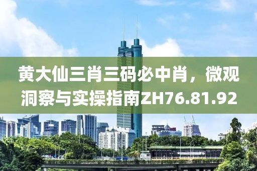 黃大仙三肖三碼必中肖，微觀洞察與實(shí)操指南ZH76.81.92